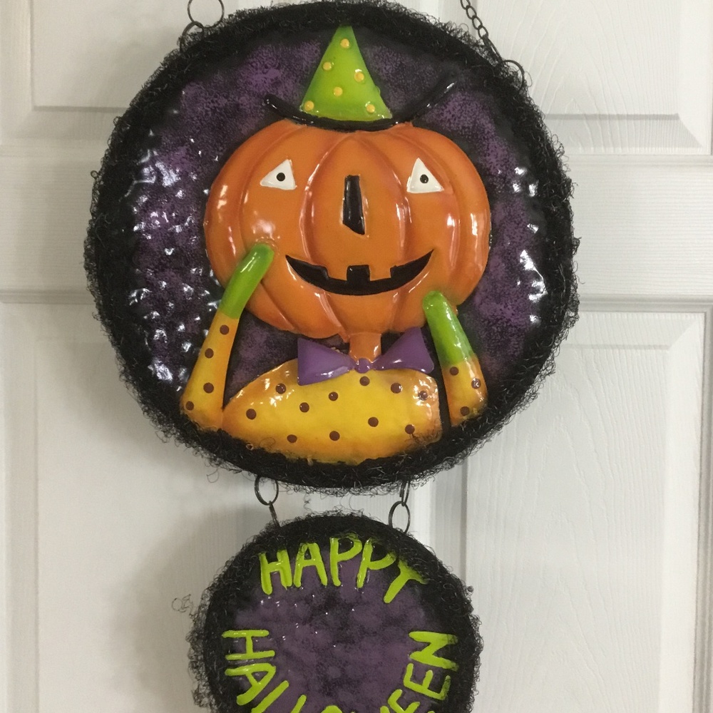 COPY - Whimsical 3D Folk Art Metal Halloween Sign/Door Hanger